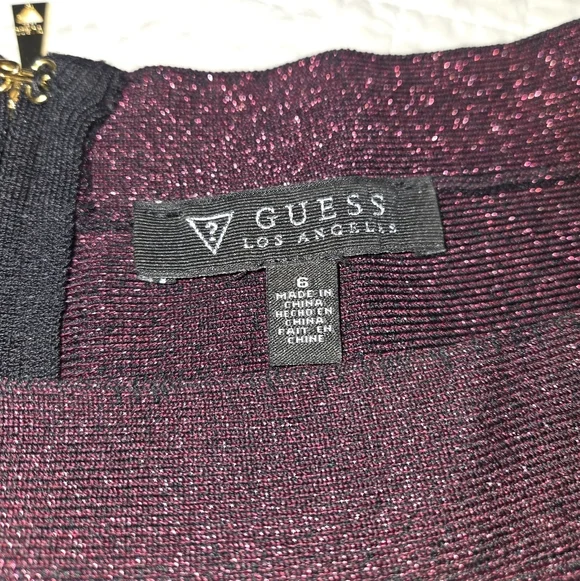 Guess Bodycon Cocktail Dress Cranberry Metallic Size 6 Party Event Date Night - Picture 7 of 9